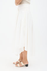 Brunello Cucinelli White Pleated Belted Skirt