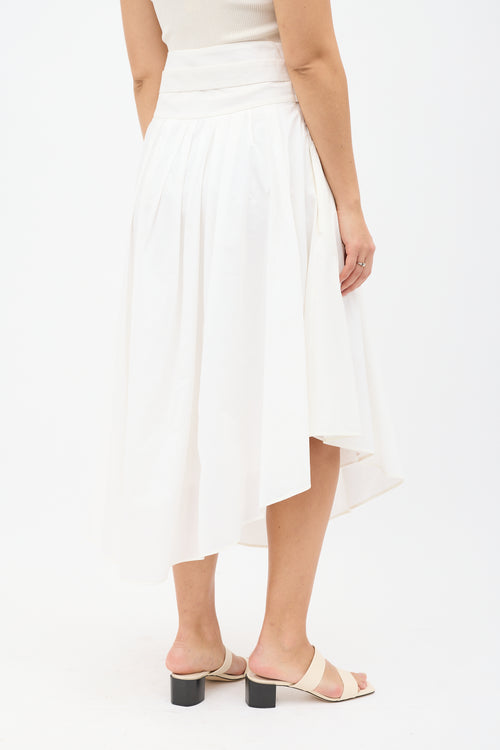 Brunello Cucinelli White Pleated Belted Skirt