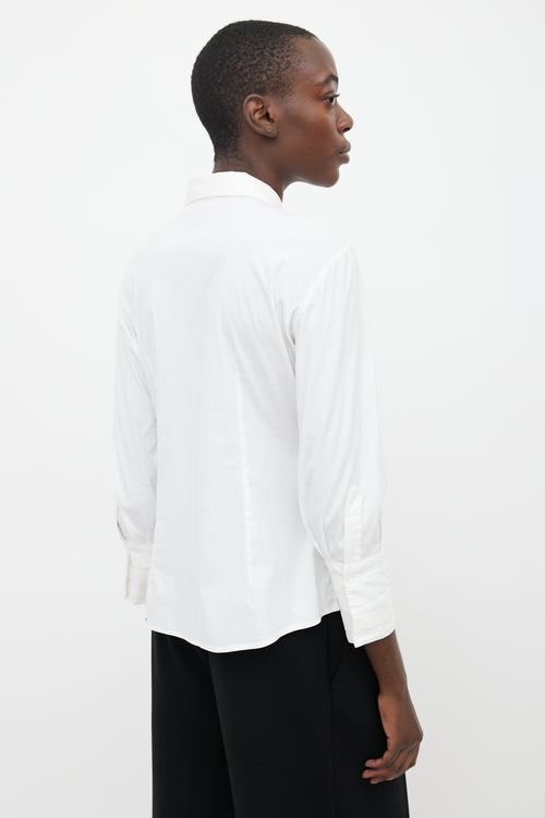 Brunello Cucinelli White Pleated Dress Shirt