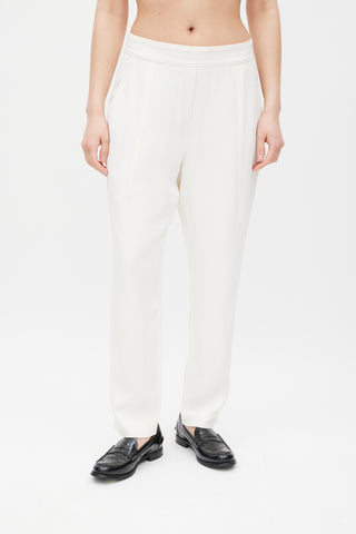 Brunello Cucinelli White Pleated Trouser