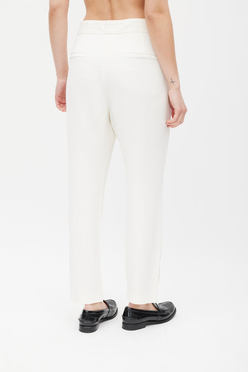 Brunello Cucinelli White Pleated Trouser