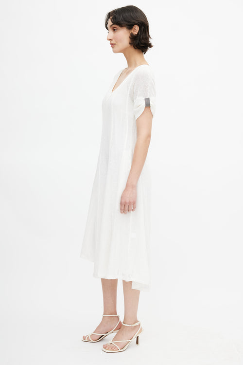 Brunello Cucinelli White Sequin Embellished Knit Dress