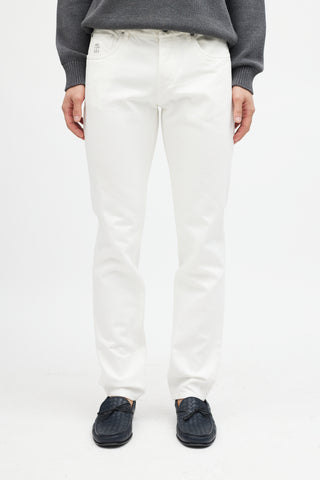 Brunello Cucinelli White Slim Denim Jeans