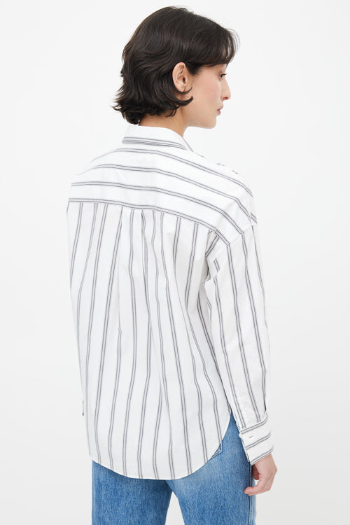 Brunello Cucinelli White & Grey Stripe Shirt