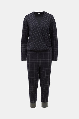 Brunello Cucinelli Wool Check Jumpsuit