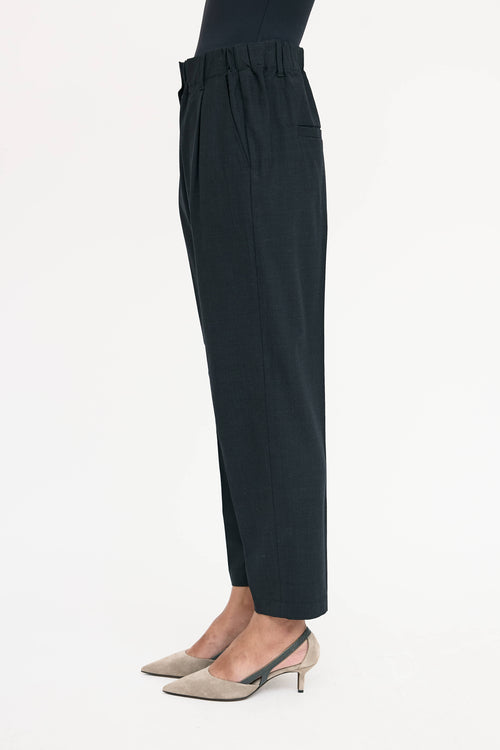 Brunello Cucinelli Wool Pleated Tapered Trouser