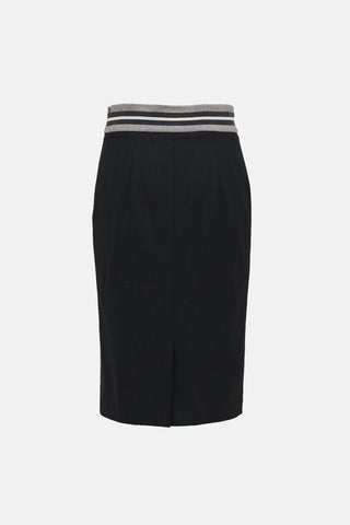 Brunello Cucinelli Wool Striped Skirt