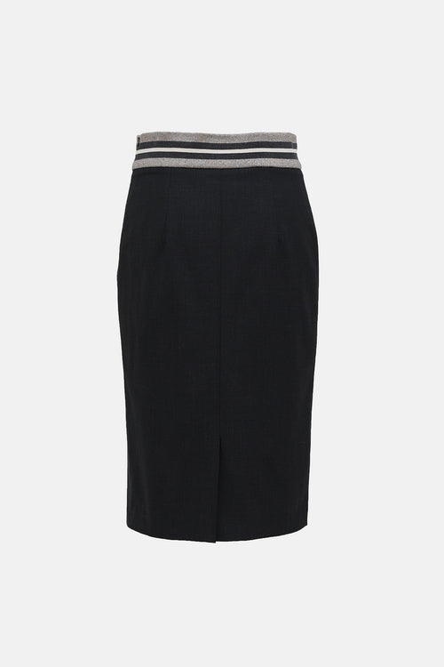 Brunello Cucinelli Wool Striped Skirt