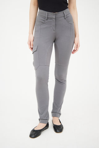 Brunello Cucinelli Grey Panelled Skinny Cargo Trouser