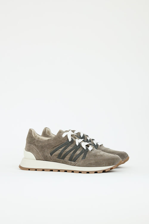 Brunello Cucinelli Suede Monili Sneaker