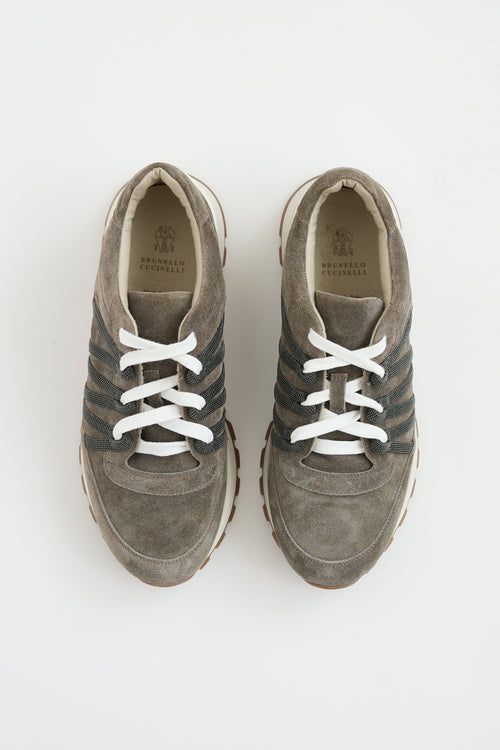 Brunello Cucinelli Suede Monili Sneaker