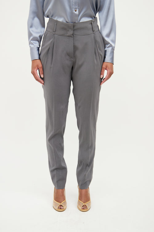 Brunello Cucinelli Grey Silk  Pant