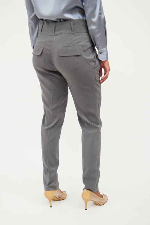 Brunello Cucinelli Grey Silk  Pant