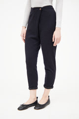 Brunello Cucinelli Navy Cashmere Cropped Slim Trouser