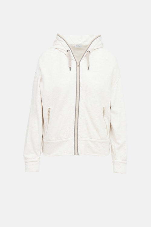 Brunello Cucinelli Monili Over Face Zip Hoodie