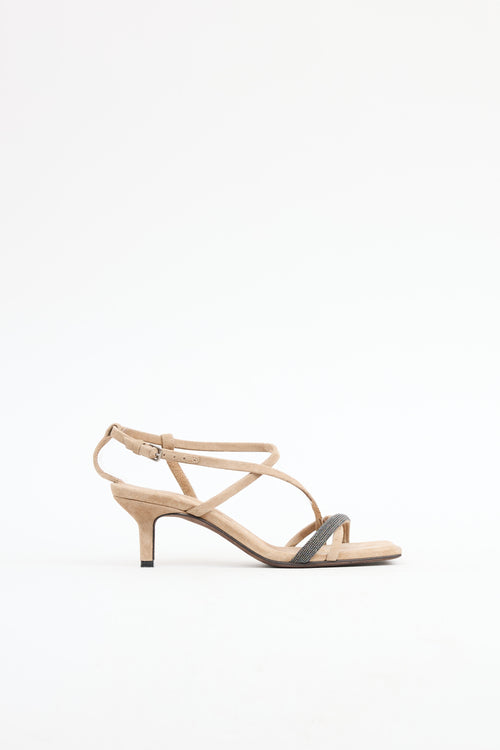 Suede Monili Strappy Sandal