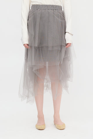 Brunello Cucinelli Asymmetrical Tulle Skirt