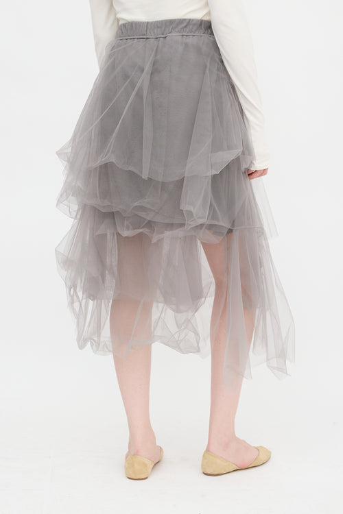 Brunello Cucinelli Asymmetrical Tulle Skirt