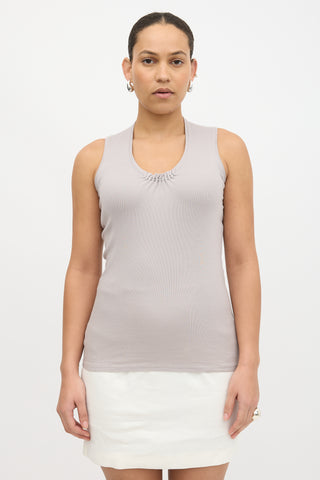 Brunello Cucinelli Beaded Gathered Tank Top