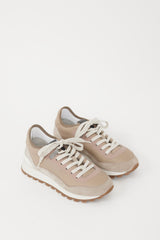 Brunello Cucinelli Grey Neoprene & Suede Monili Sneaker