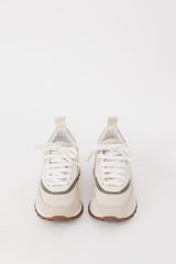 Brunello Cucinelli Beige Nylon & Suede Monili Sneaker