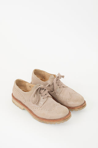 Brunello Cucinelli Beige Suede Brogue Derby