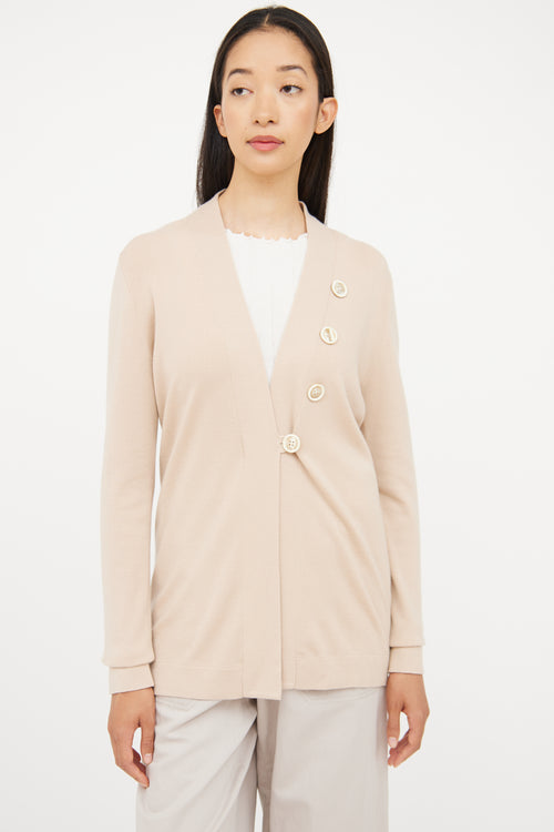 Brunello Cucinelli Beige Button Long Sleeve Cardigan