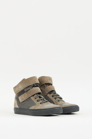 Brunello Cucinelli Brown Suede Monili High Top Sneaker