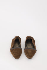 Brunello Cucinelli Brown Suede & Monili Pairo Flat
