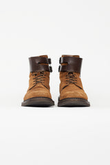Brunello Cucinelli Brown Suede & Leather Lace Up Boot