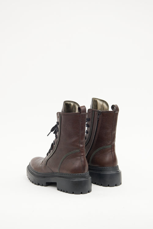 Brunello Cucinelli Brown Monili Combat Boot