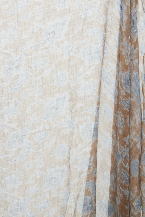 Brunello Cucinelli Brown & Blue Cashmere Scarf