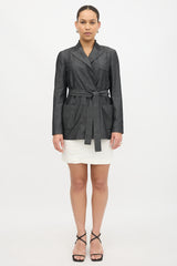 Brunello Cucinelli Chambray Belted Blazer