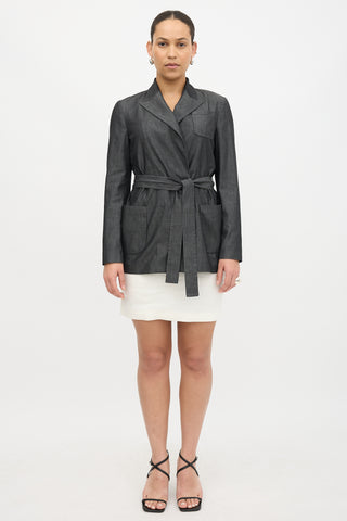 Brunello Cucinelli Chambray Belted Blazer