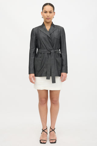 Brunello Cucinelli Chambray Belted Blazer