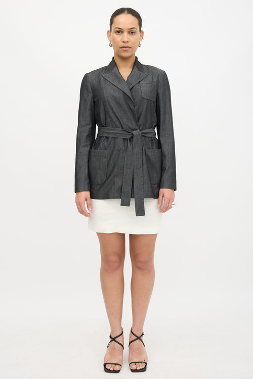 Brunello Cucinelli Chambray Belted Blazer