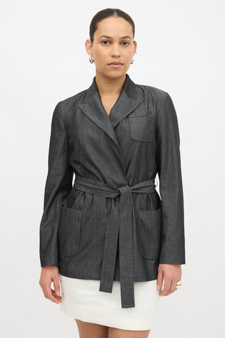 Brunello Cucinelli Chambray Belted Blazer