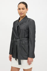 Brunello Cucinelli Chambray Belted Blazer