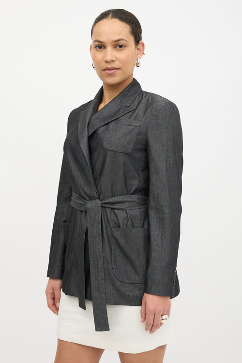 Brunello Cucinelli Chambray Belted Blazer