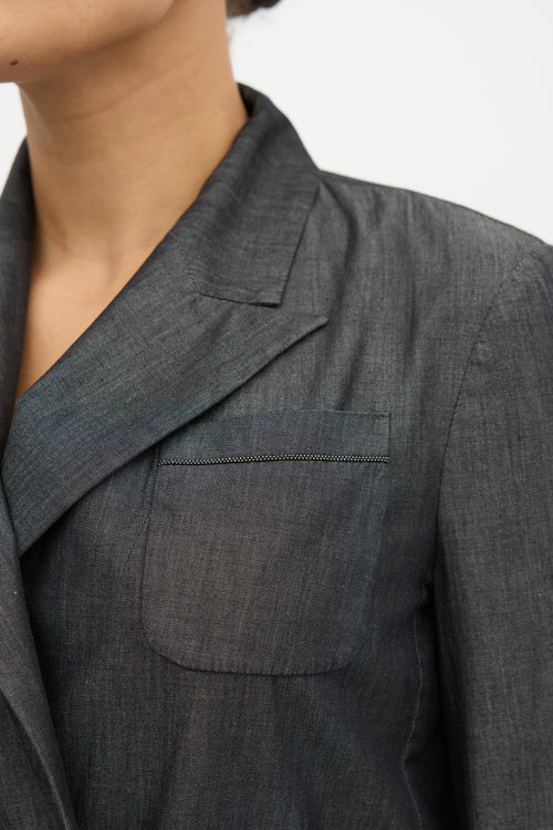 Brunello Cucinelli Chambray Belted Blazer