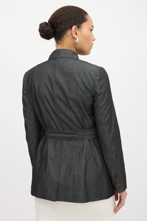 Brunello Cucinelli Chambray Belted Blazer
