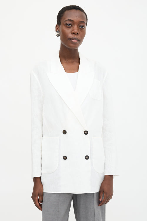 Brunello Cucinelli Chiffon Double Breasted Blazer