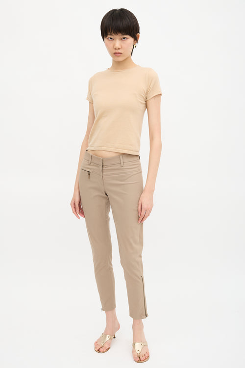 Brunello Cucinelli Cropped Slim Leg Zip Trouser