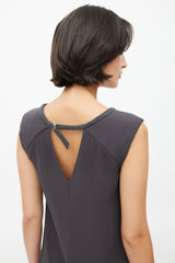 Brunello Cucinelli Dark Grey Silk & Wool Trim Blouse