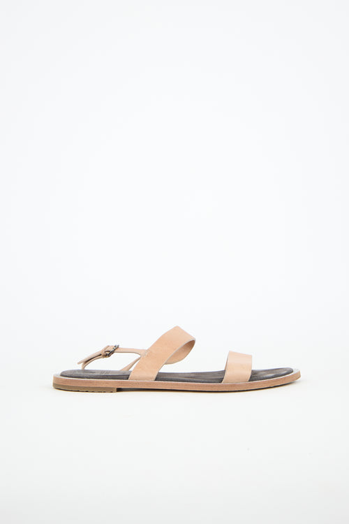 Brunello Cucinelli Leather Glitter Sandal