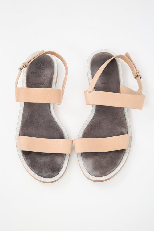 Brunello Cucinelli Leather Glitter Sandal