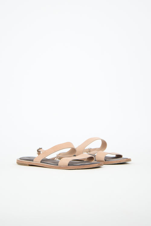 Brunello Cucinelli Leather Glitter Sandal
