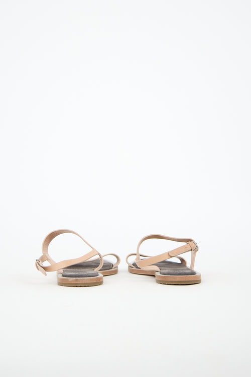 Brunello Cucinelli Leather Glitter Sandal