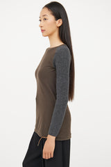 Brunello Cucinelli Green & Grey Knit Top
