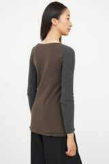 Brunello Cucinelli Green & Grey Knit Top
